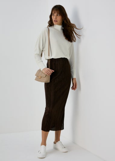 Ivory Rib High Neck Top