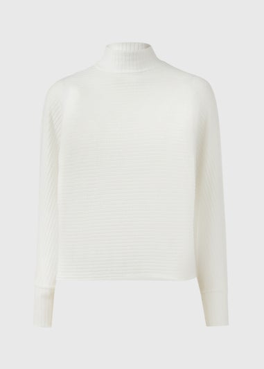 Ivory Rib High Neck Top