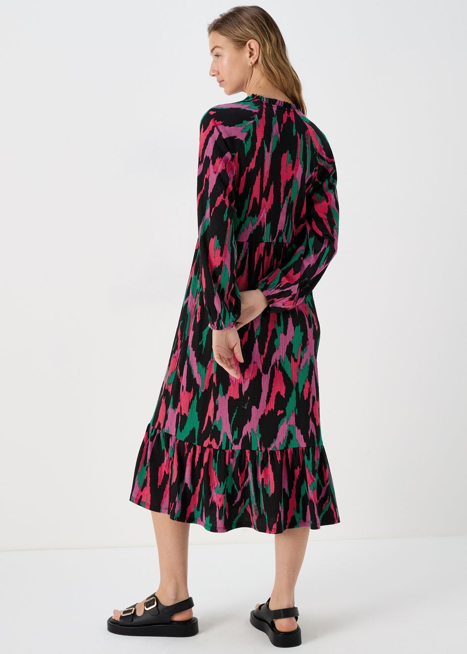 Multicolour Tie Neck Midi Dress