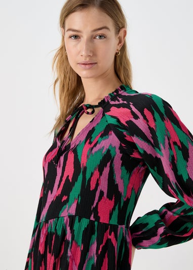 Multicolour Tie Neck Midi Dress