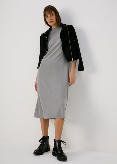 Grey High Neck Swing Dress