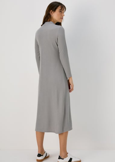 Grey High Neck Swing Dress