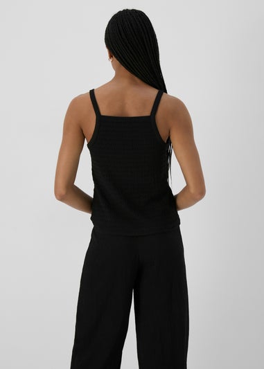 Black Textured Co Ord Vest