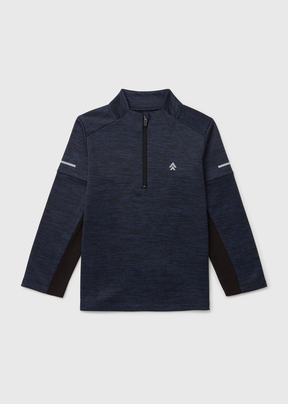 Boys Navy Sporty Half Zip Top (7-13yrs)