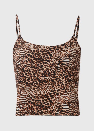 Brown Animal Print Co Ord Top