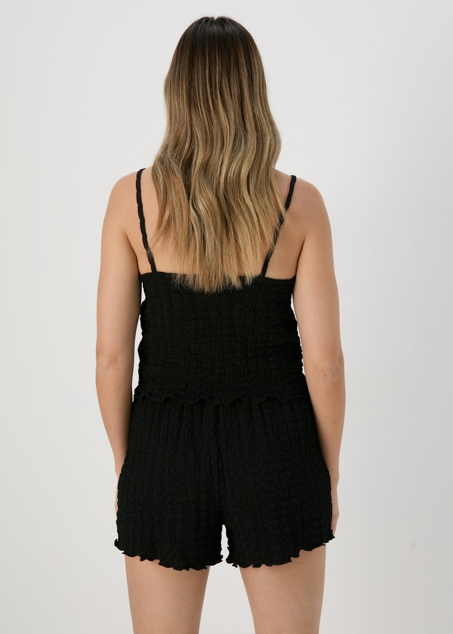 Black Plain Co Ord Shorts