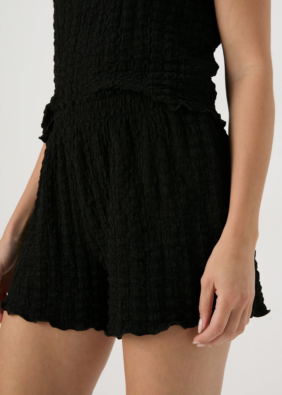 Black Plain Co Ord Shorts