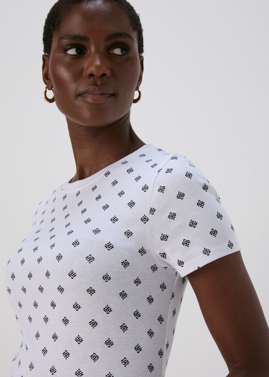 White Aztec Print T-Shirt