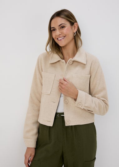 Oatmeal Pocket Detail Boxy Jacket