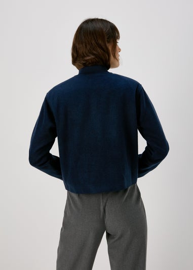 Navy Wool Look Bomber Jacket