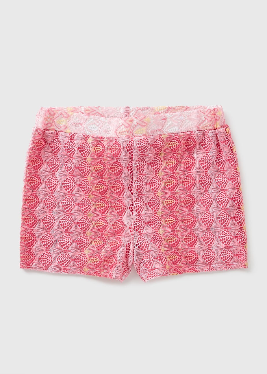 Girls Pink Lace Shorts (7-15yrs)