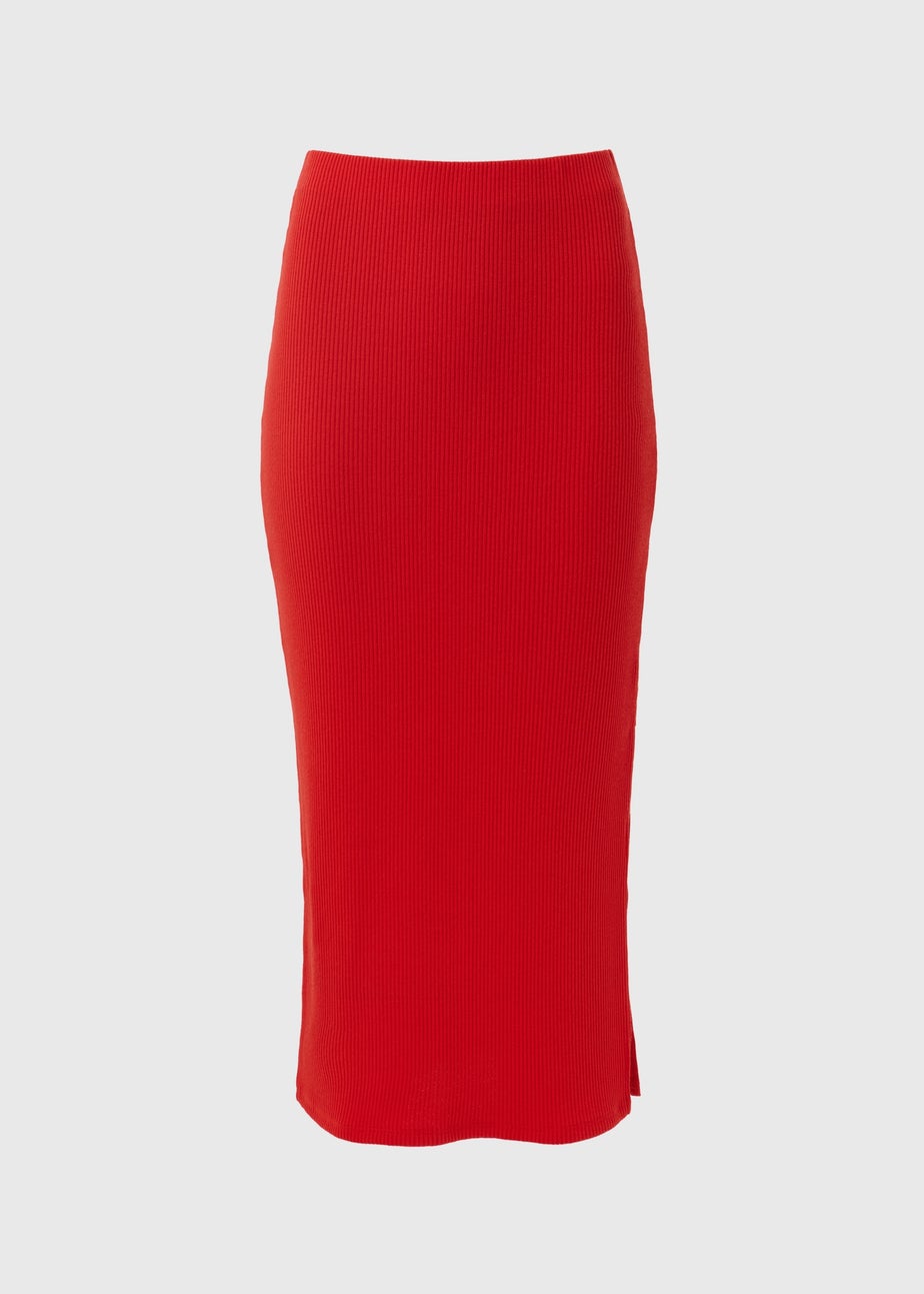 Red Rib Skirt