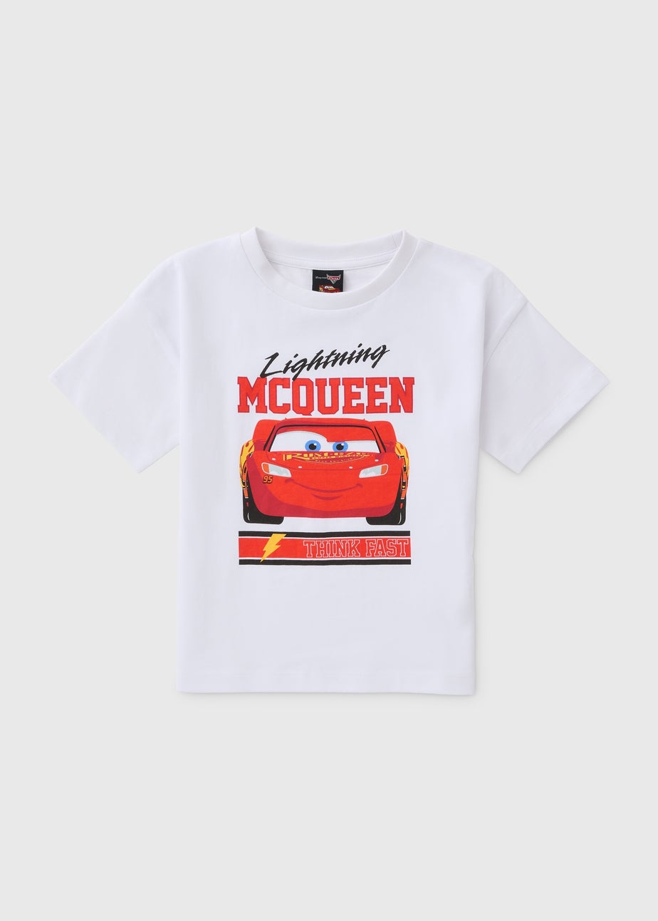 Disney Kids White Cars Oversized T-Shirt (1-7yrs)