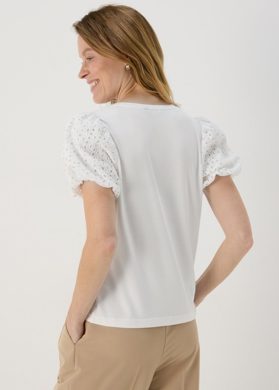 Et Vous White Puff Sleeve T-Shirt