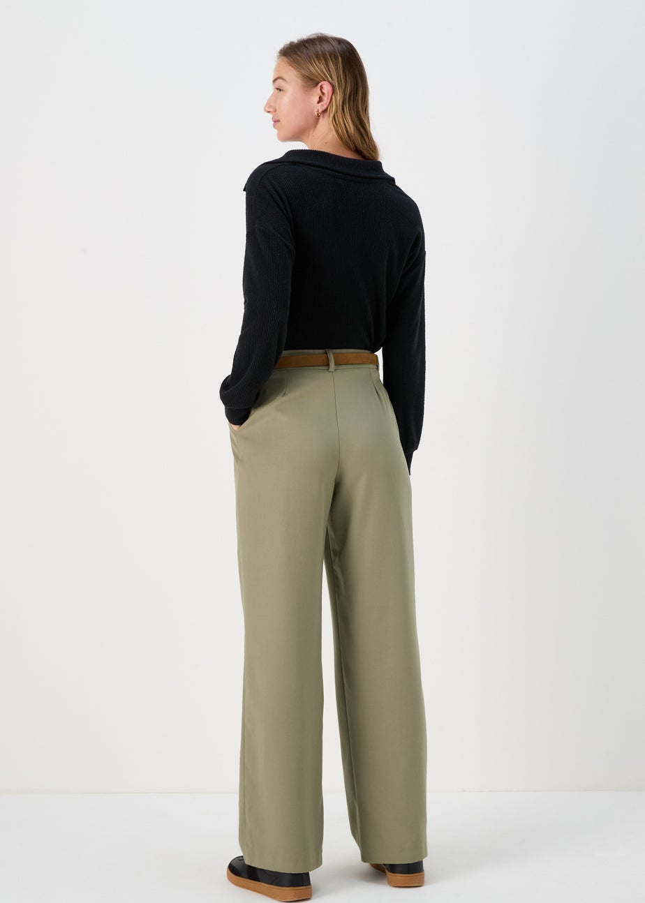 Khaki Wide Leg Trousers