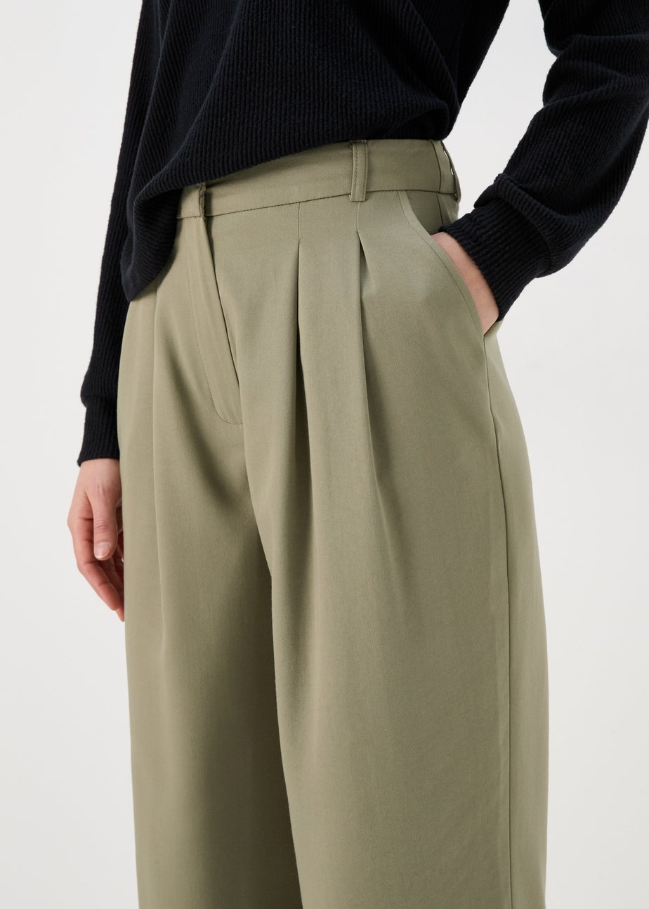 Khaki Wide Leg Trousers