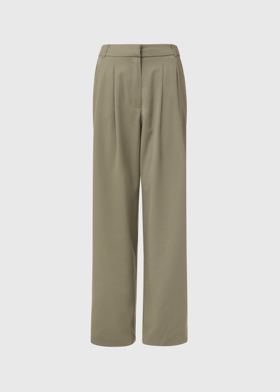 Khaki Wide Leg Trousers