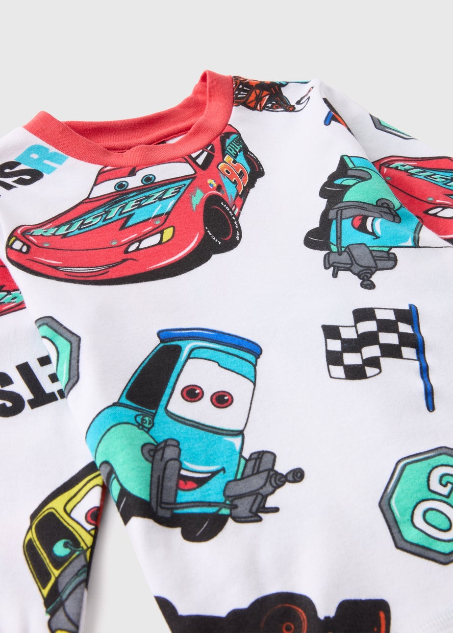 Disney Kids White Cars Pyjama Top Bottoms Set (1-7yrs) Matalan