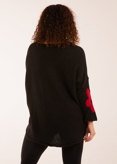 Blue Vanilla Black Multi Coloured Flower Jumper