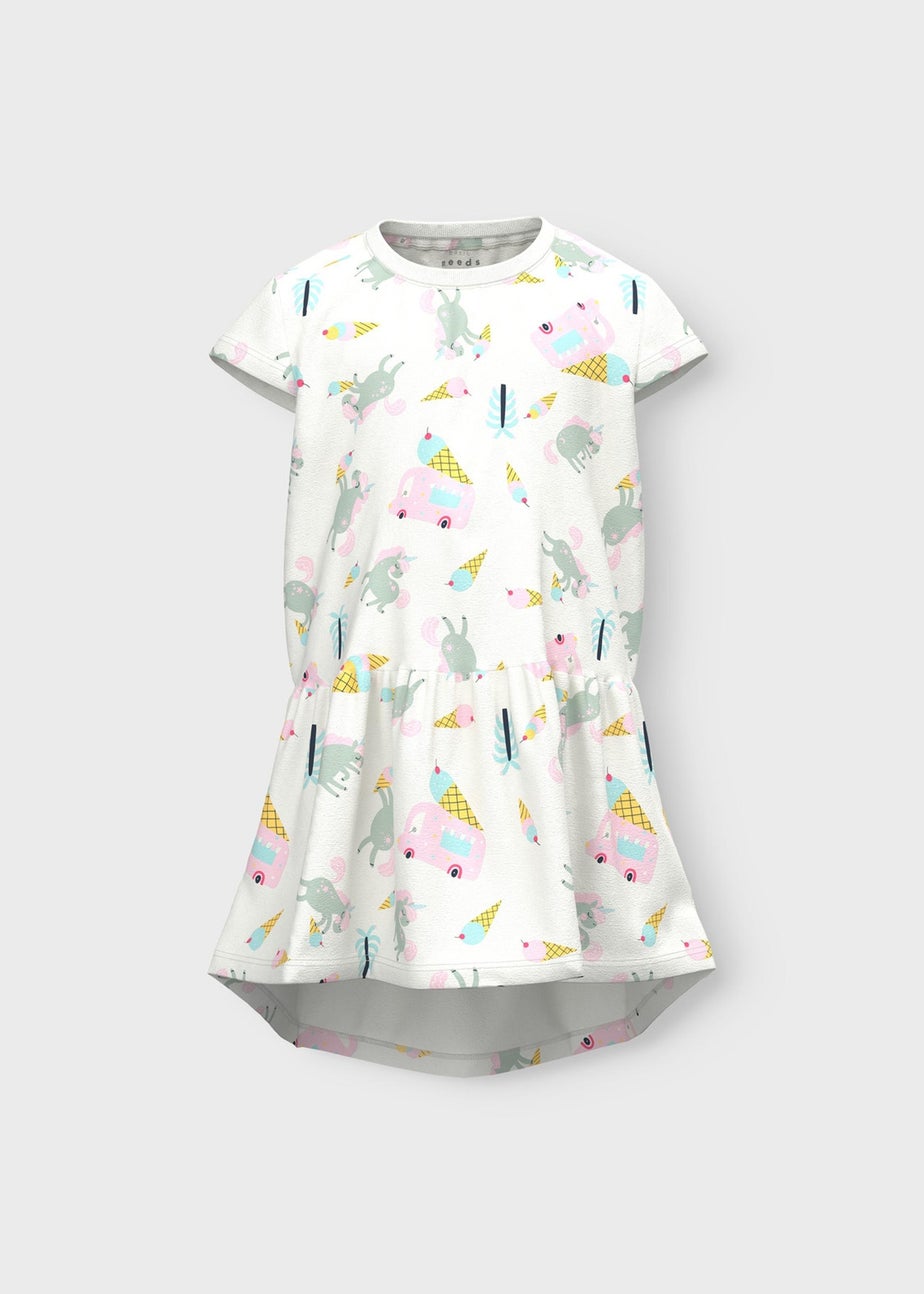 Name It Girls White Multicolour Print Dress