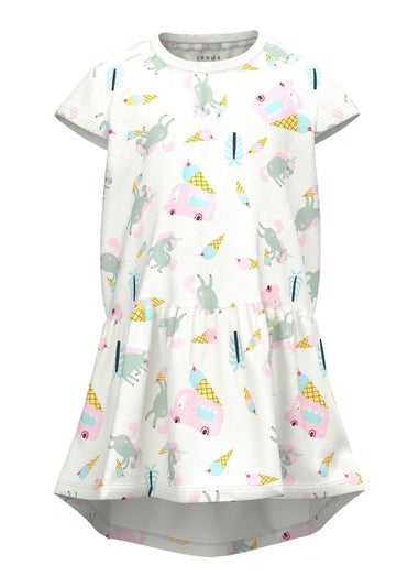 Name It Girls White Multicolour Print Dress