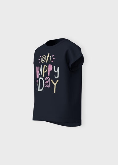 Name It Girls Black Happy Day T-Shirt (9mths-5yrs)