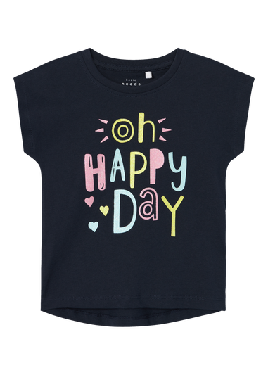 Name It Girls Black Happy Day T-Shirt (9mths-5yrs)