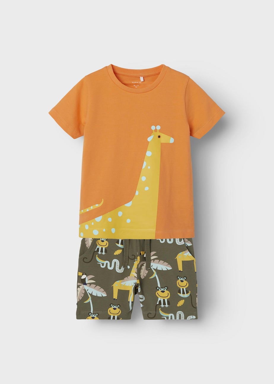 Name It Boys Orange Giraffe Top & Shorts Set (9mths-5yrs)