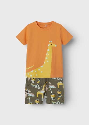 Name It Boys Orange Giraffe Top & Shorts Set (9mths-5yrs)