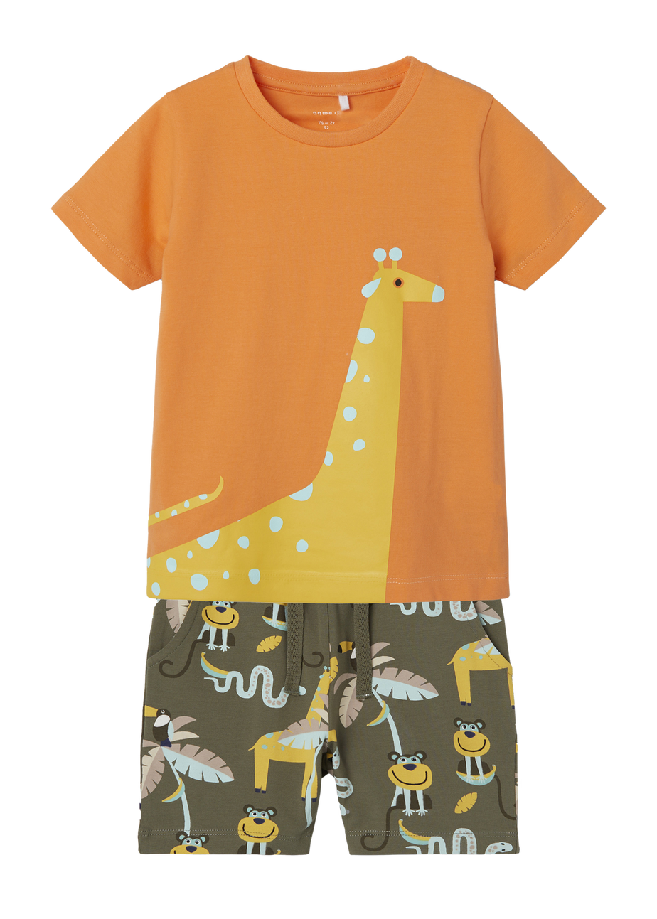 Name It Boys Orange Giraffe Top & Shorts Set (9mths-5yrs)