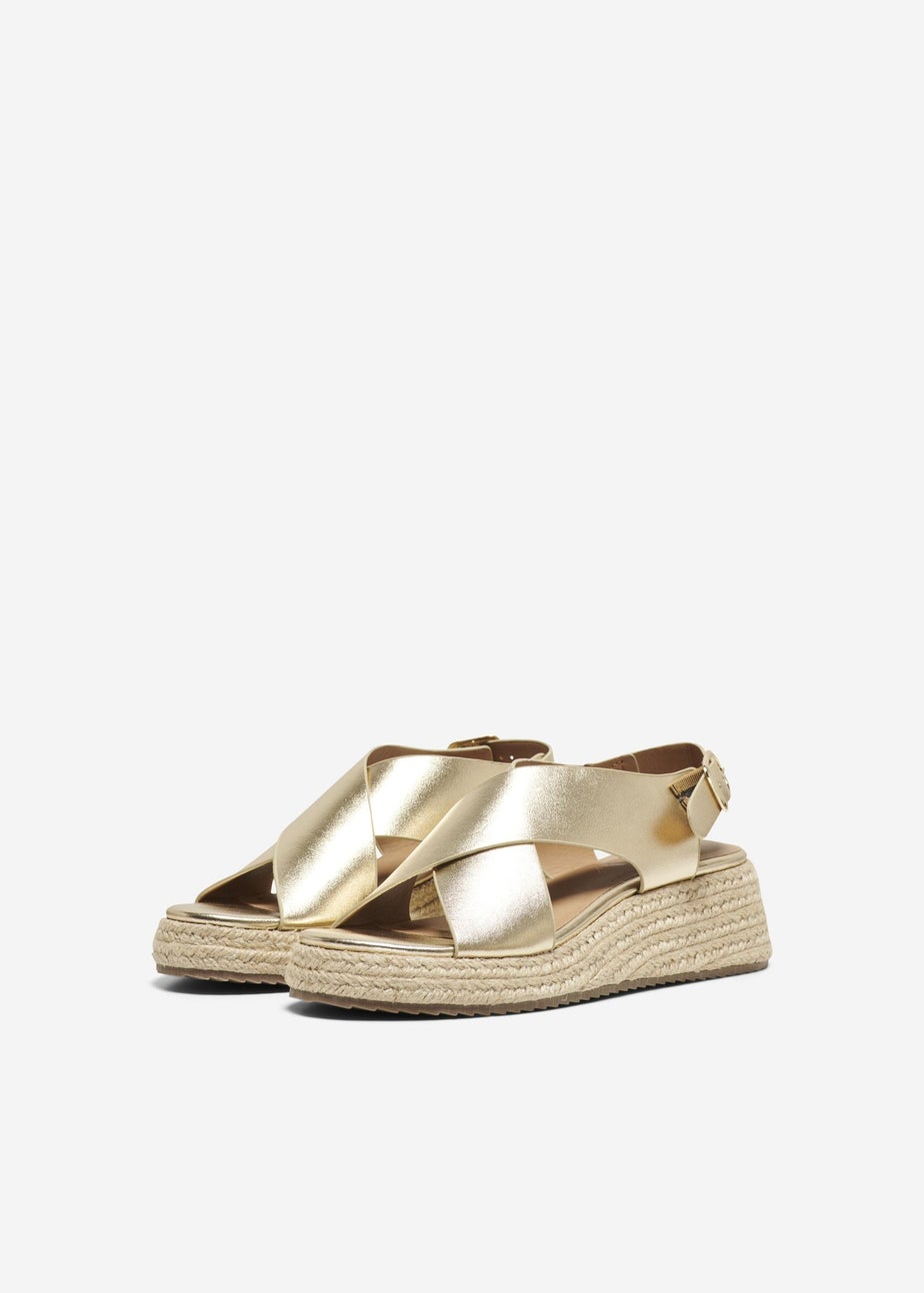 ONLY Gold Cross Strap PU Sandals