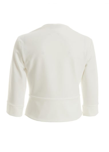 Quiz Cream Split Sleeve Crop Jacket