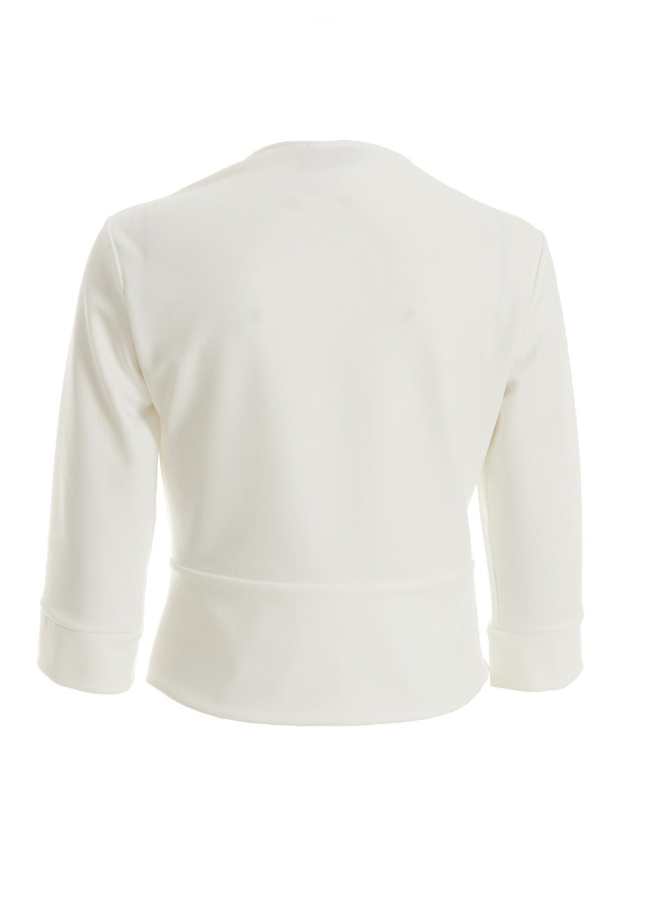 Quiz Cream Split Sleeve Crop Jacket
