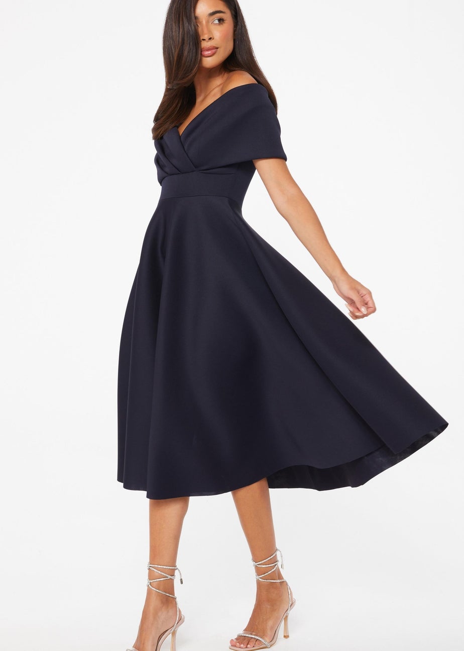 Quiz Blue Bardot Skater Midi Dress