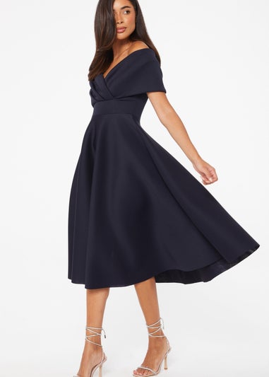 Quiz Blue Bardot Skater Midi Dress