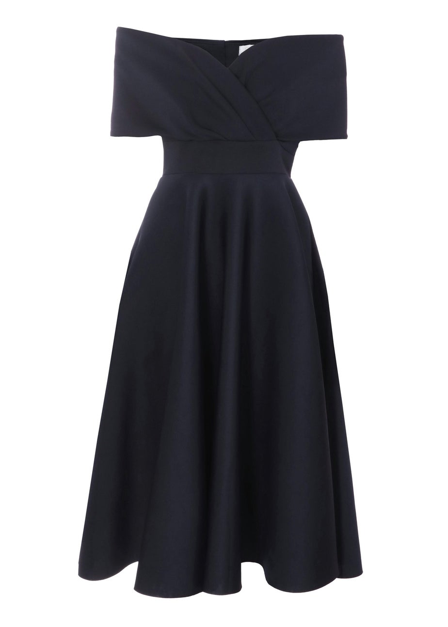 Quiz Blue Bardot Skater Midi Dress