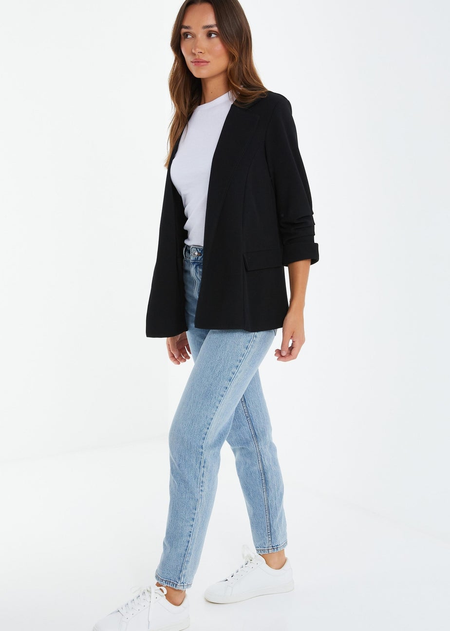 Quiz Black Ruched Sleeve Blazer