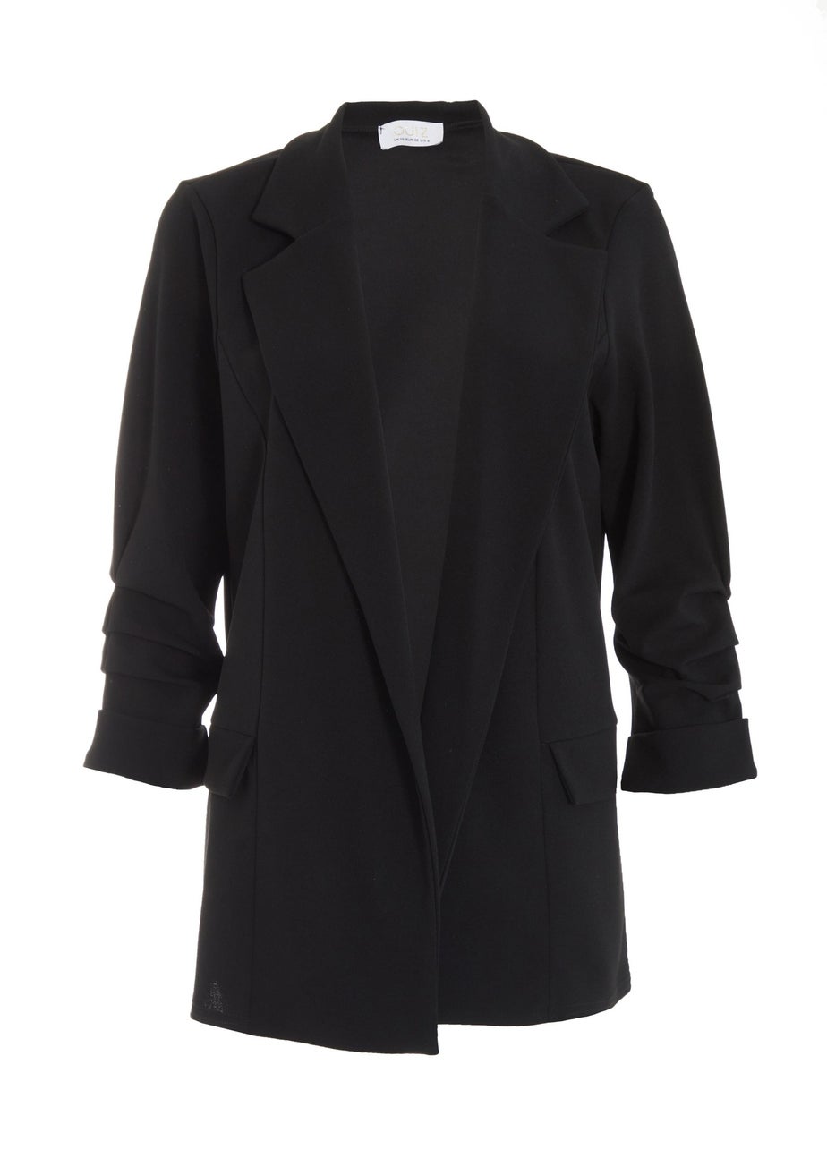 Quiz Black Ruched Sleeve Blazer