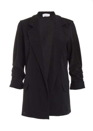 Quiz Black Ruched Sleeve Blazer