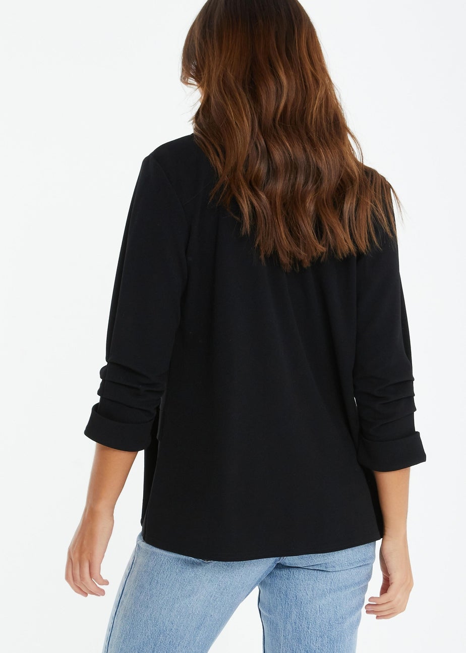 Quiz Black Ruched Sleeve Blazer