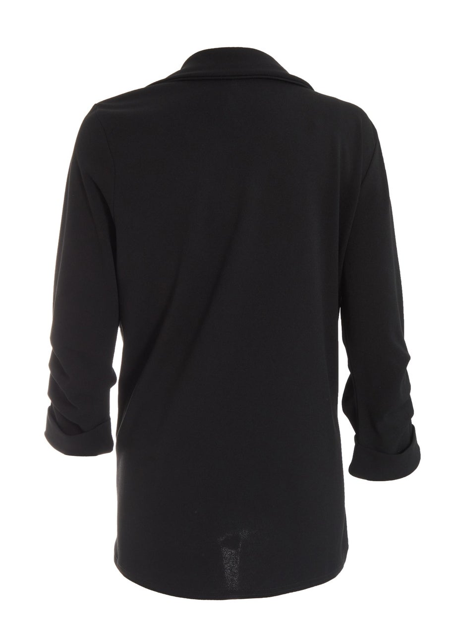 Quiz Black Ruched Sleeve Blazer