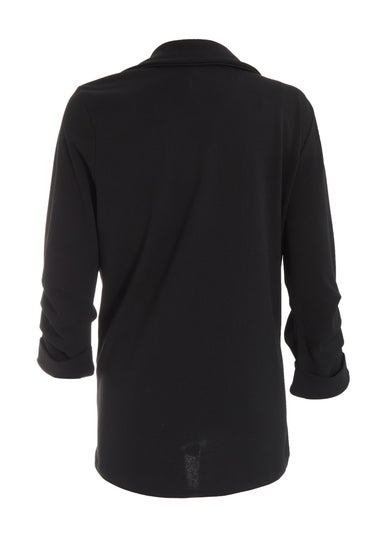 Quiz Black Ruched Sleeve Blazer