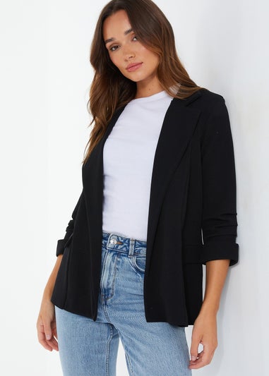Quiz Black Ruched Sleeve Blazer
