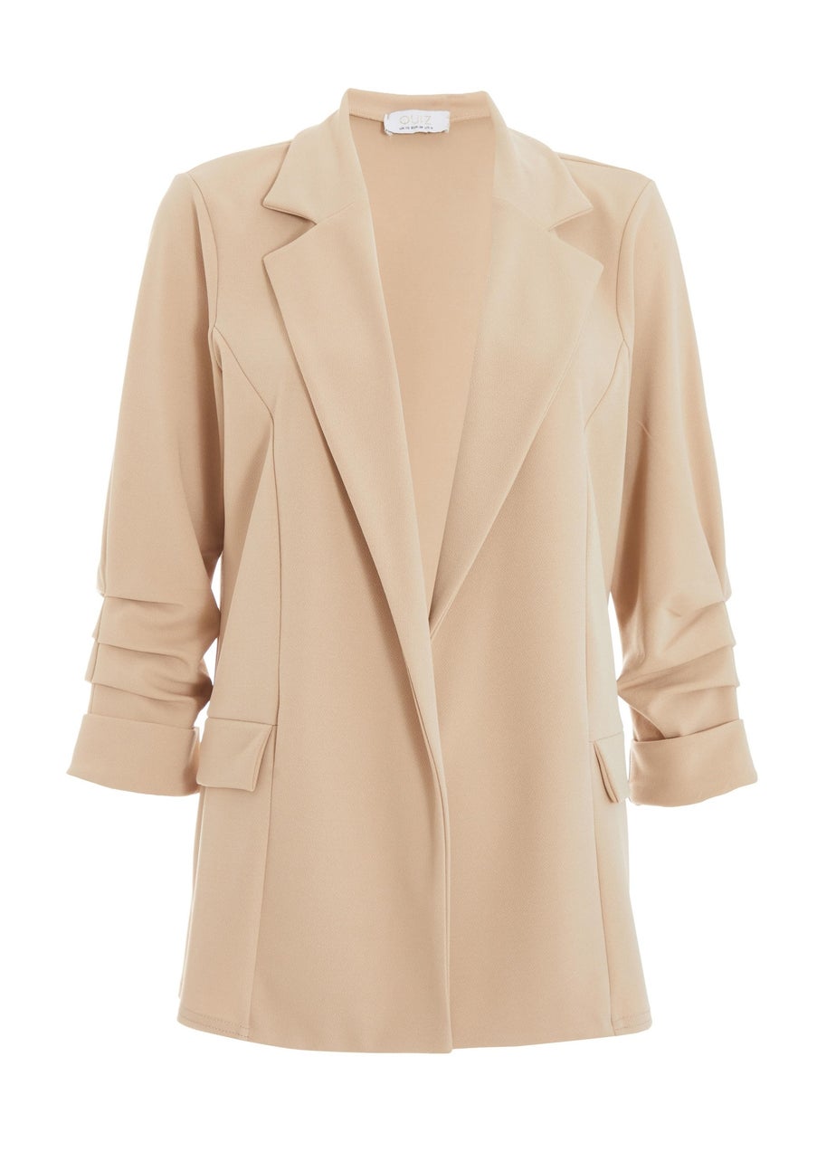 Quiz Stone Ruched Sleeve Blazer