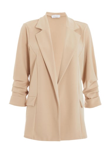Quiz Stone Ruched Sleeve Blazer