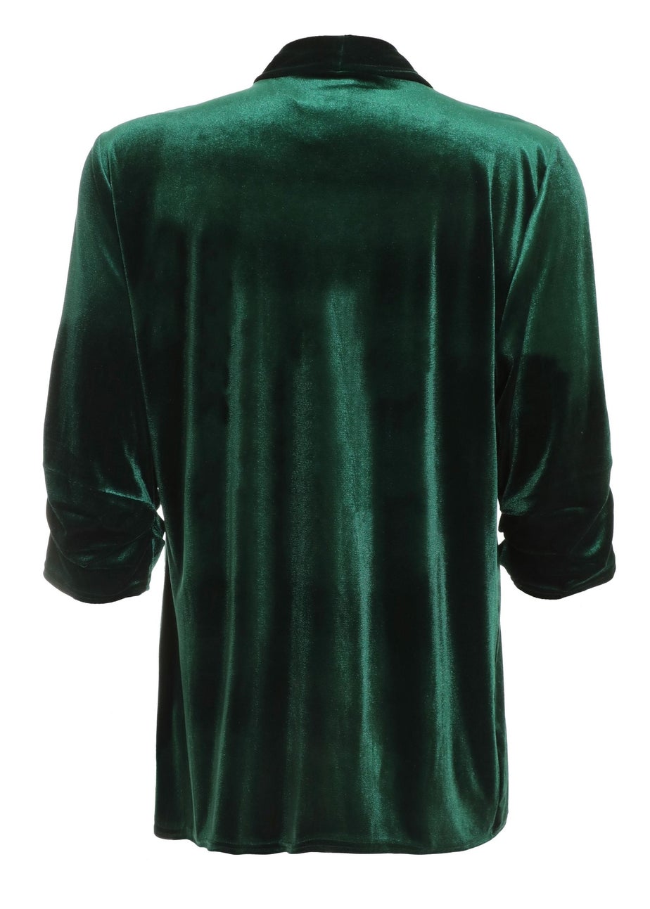 Quiz Green Curve Velvet Waterfall Blazer