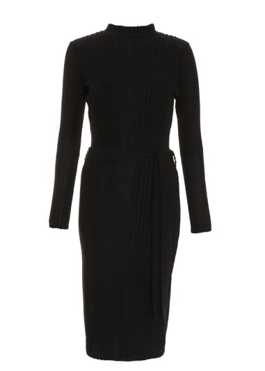 Quiz Black Knitted Long Sleeve Midi Dress