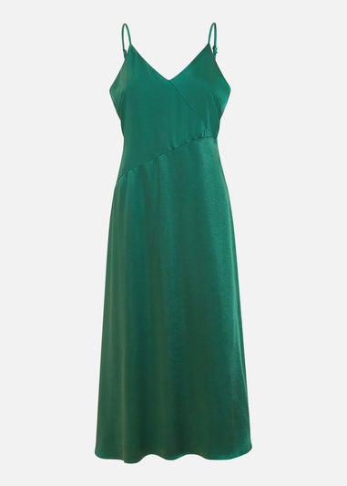 Yumi Green Satin Strappy Midi Dress