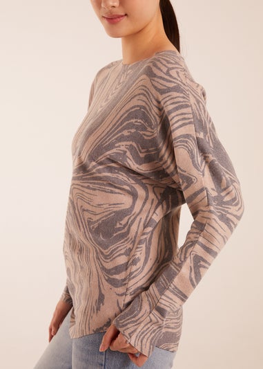 Blue Vanilla Mocha Geometric Swirl Print Jumper