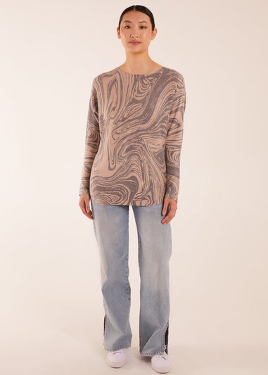Blue Vanilla Mocha Geometric Swirl Print Jumper